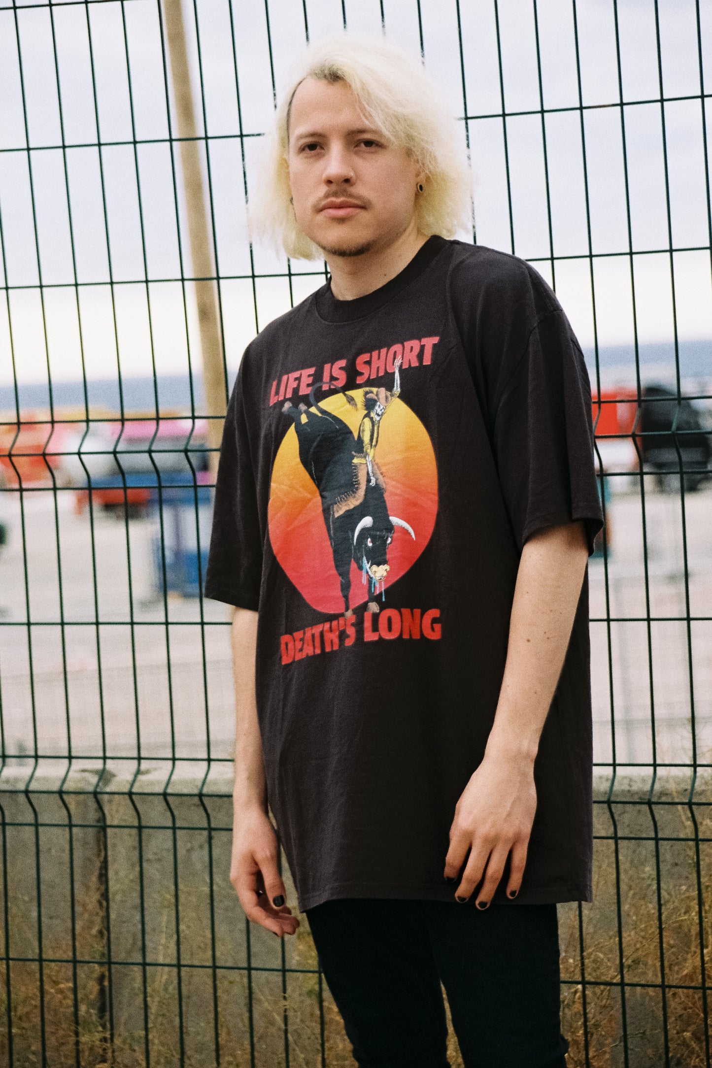 Life is Short (Undead Cowboy) Unisex Oversized T-Shirt – by Mondo Pupo