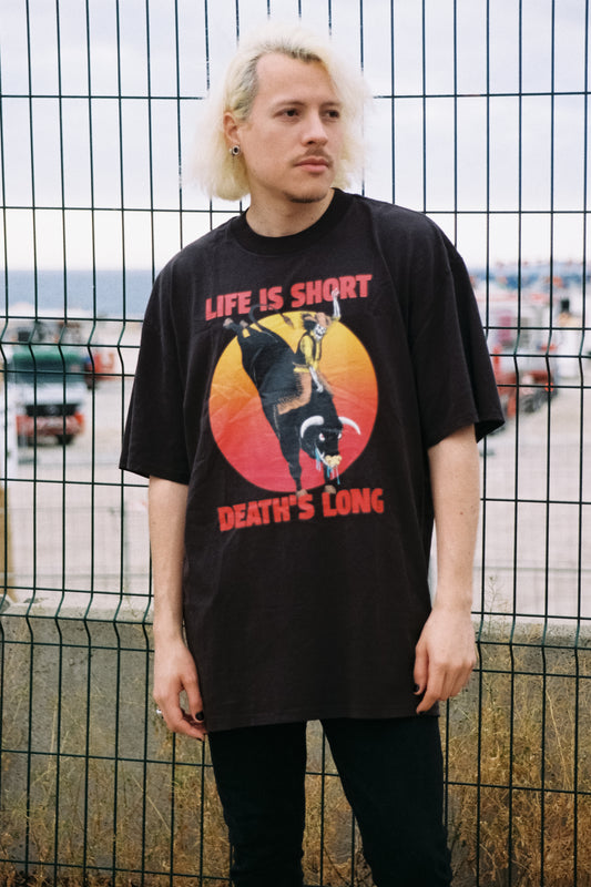 Life is Short (Undead Cowboy) Unisex Oversized T-Shirt – by Mondo Pupo